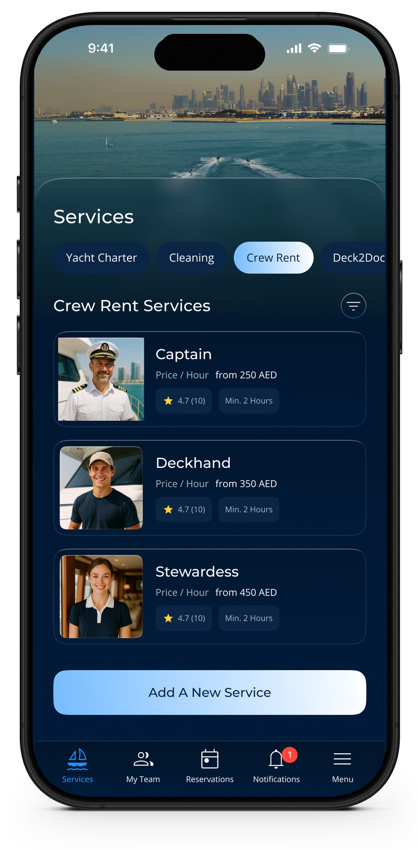 Crew Rent App Screen